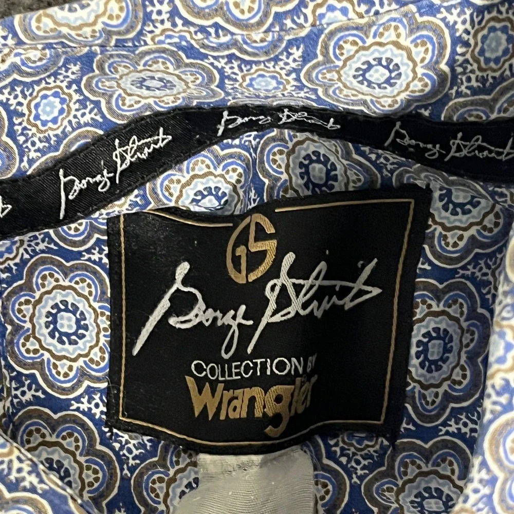 George Strait Collection by Wrangler Men Blue Floral Medallion Western Shirt XXL